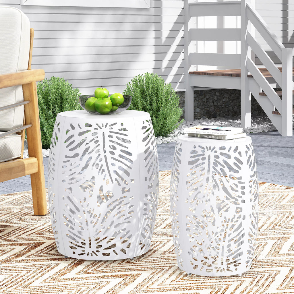 White Metal Side Tables, Set of 2 O3569