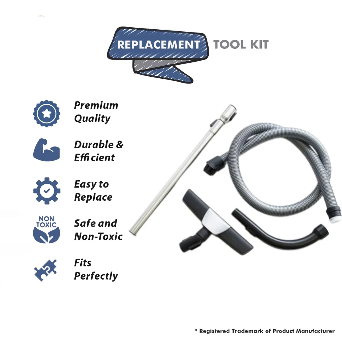 Extension Hose, Curved Bent End, Telescopic Wand and Floor Brush Attachment Kit (4 PCS) Z2898