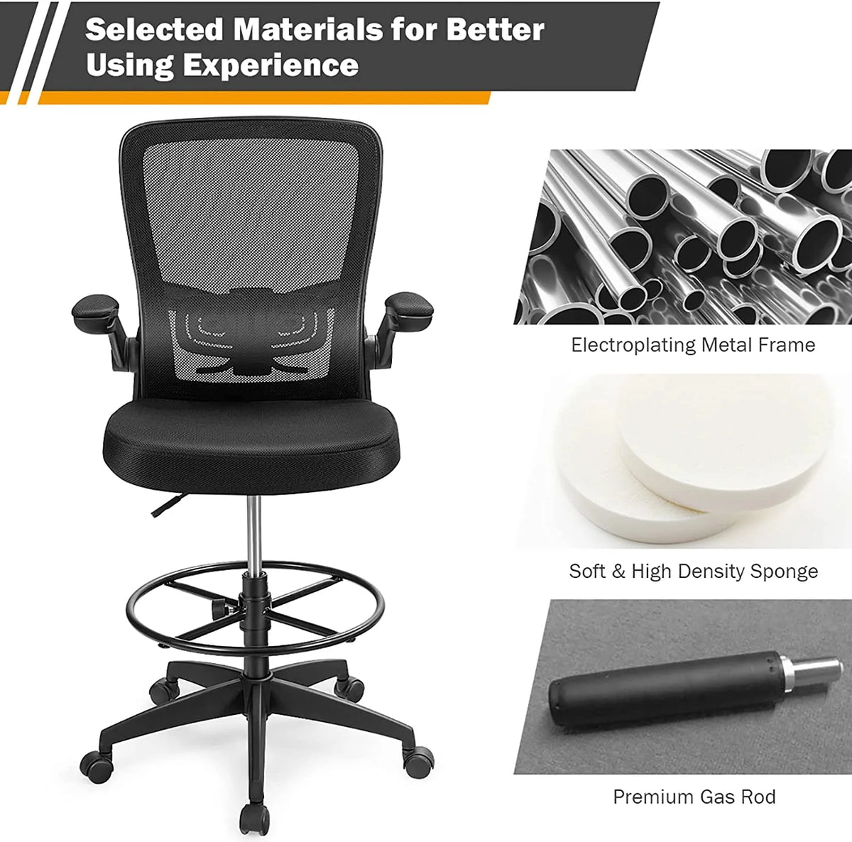 Black Ergonomic Tall Office Chair with Footrest Q595