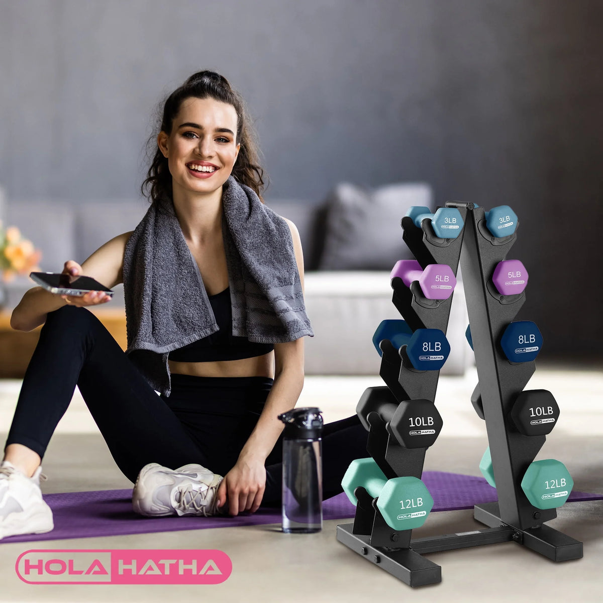 Neoprene Dumbbell Weight Set with Rack Z401988