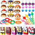 60 Pc Dog Paw Theme Party Supply Paper Bags Wristband Straws Keychain O412846