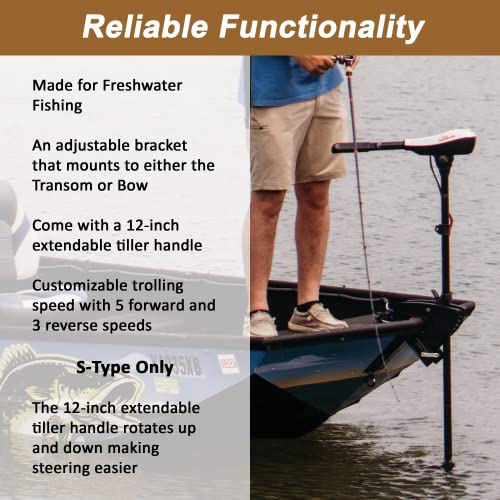 Freshwater Bow or Transom Mount Electric Trolling Motor, 50 lb Max Thrust, 36-inch Shaft M8315