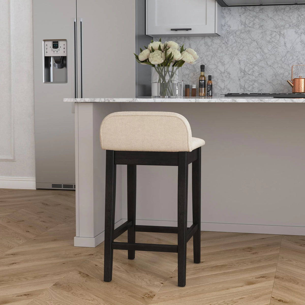 Black Light Beige Wood Counter Stool H731510