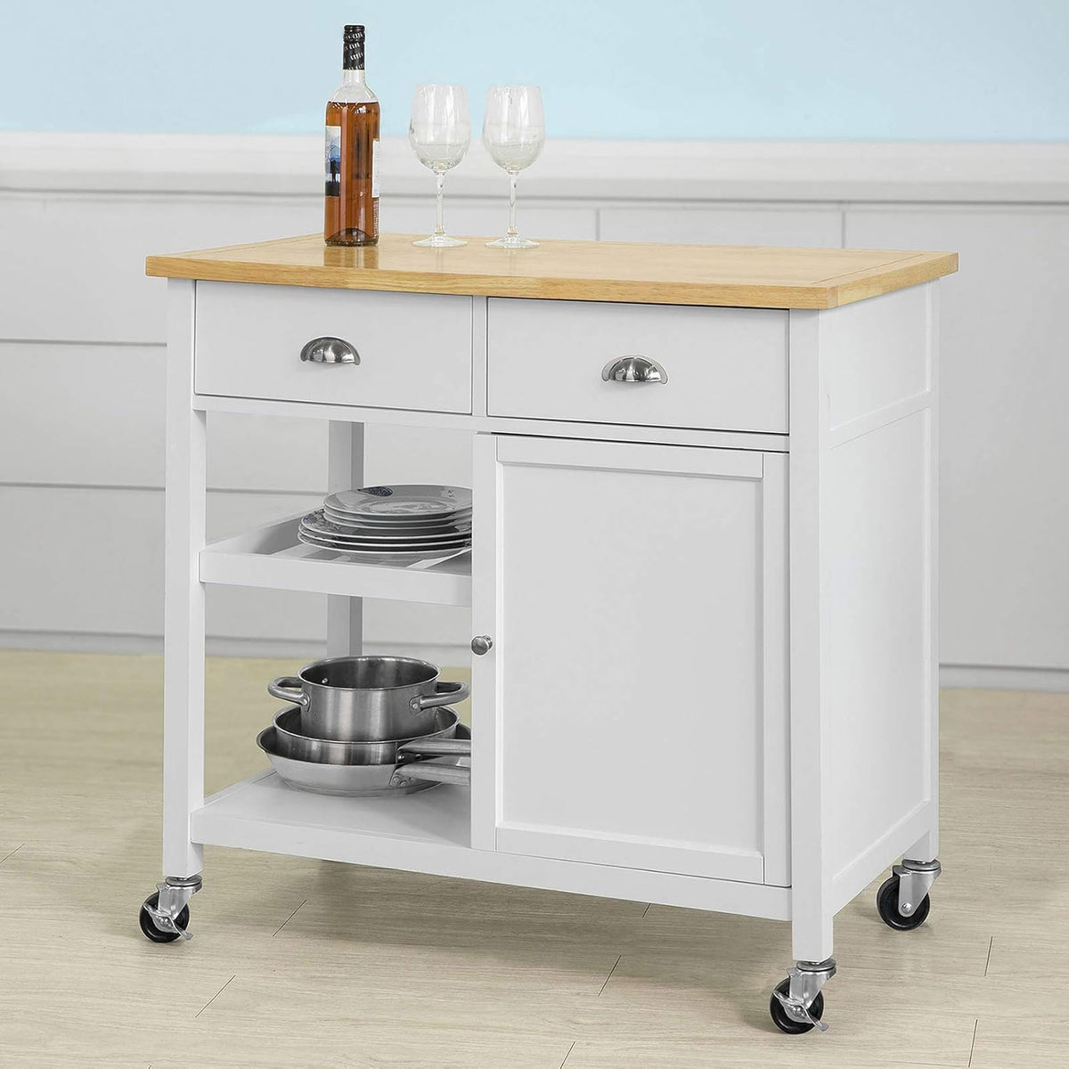 Kitchen Cart with Rubber Wood Top and Drawer G45108