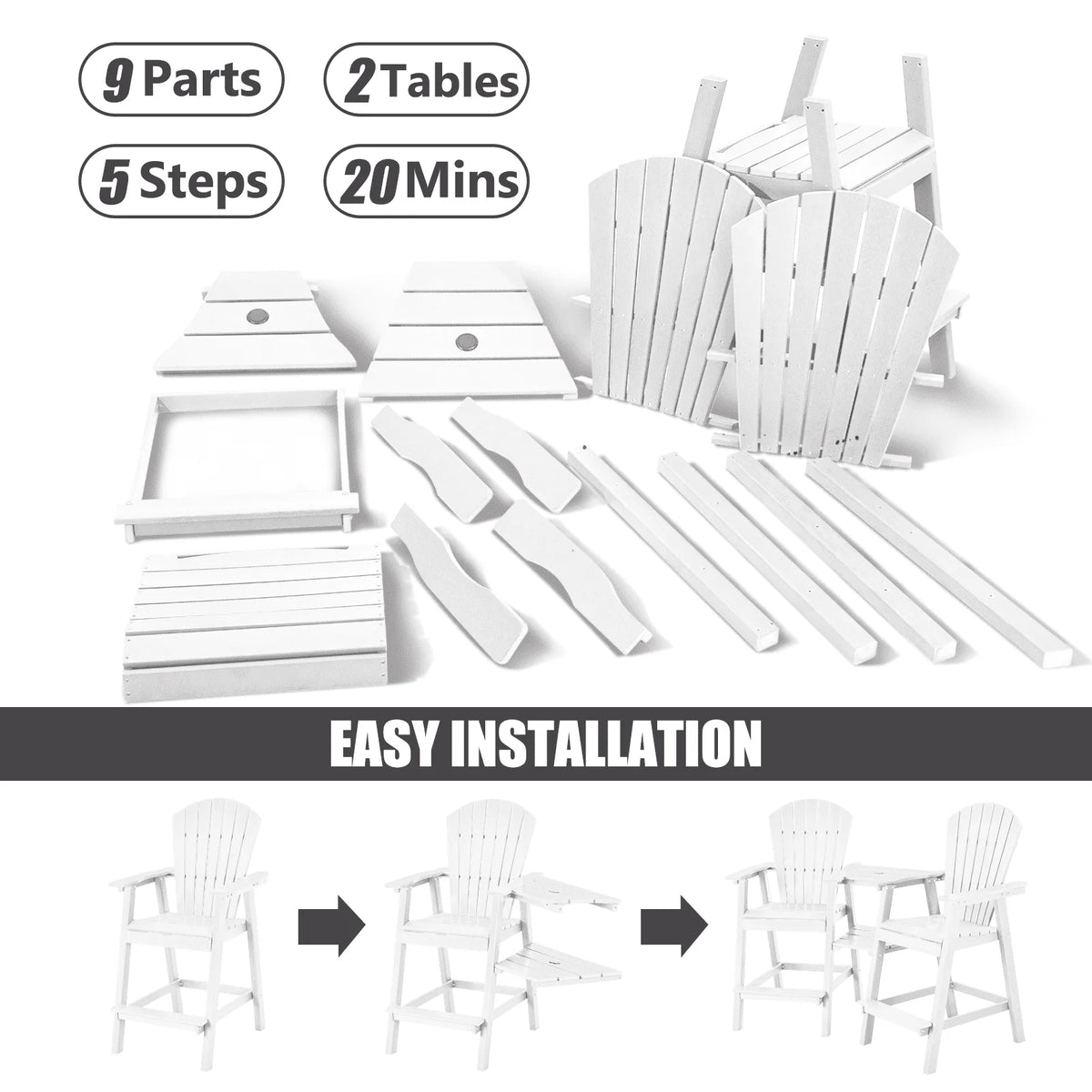 Tall Grey Adirondack Chairs Set of 2 Q4935