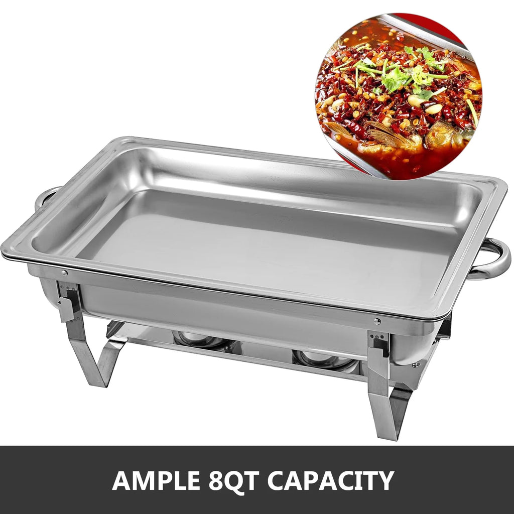 9L Stainless Steel Full Size Rectangular Chafing Dish 4 Packs Y4208