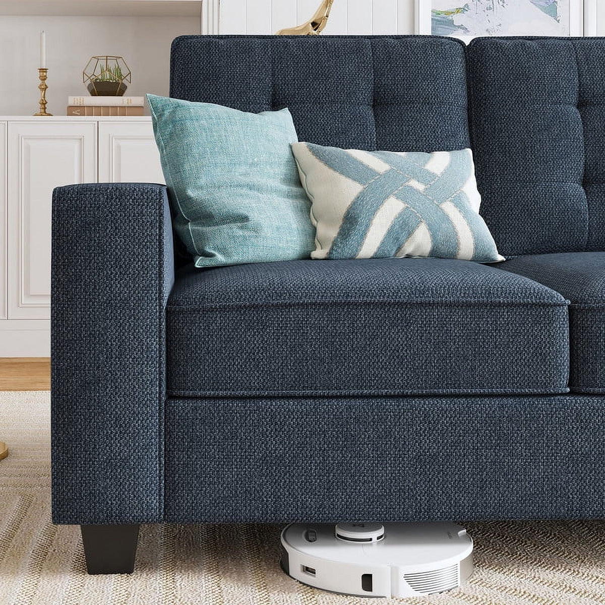 Light Grey U-Shaped Sofa with Storage Y5078