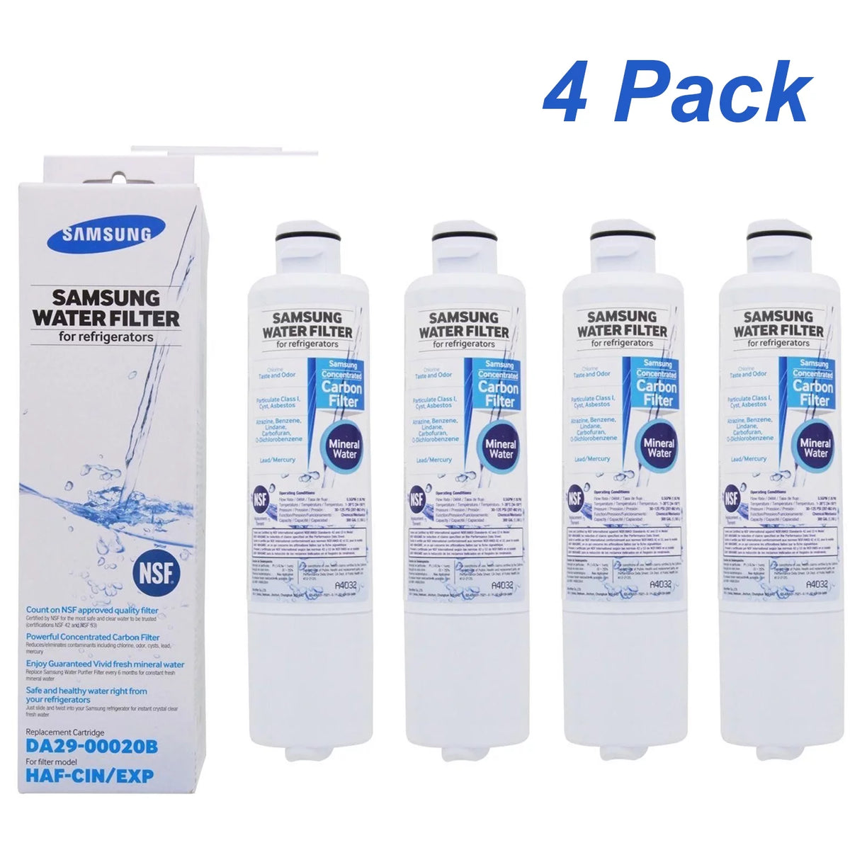 4 Pack Replacement Refrigerator Water Filter Q818824