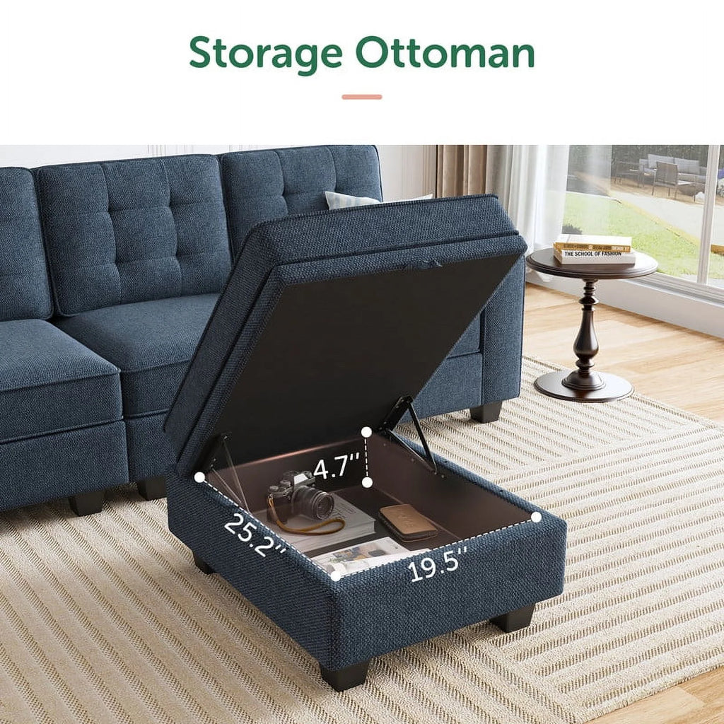 Light Grey U-Shaped Sofa with Storage Y5078