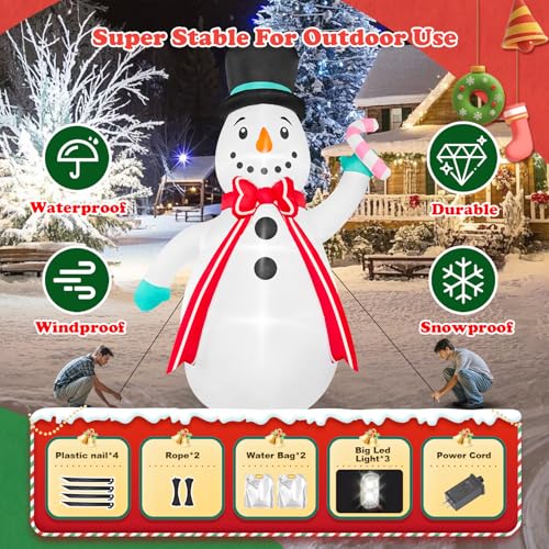 5 FT Christmas Inflatable Snowman Outdoor Decoration with LEDs K4157