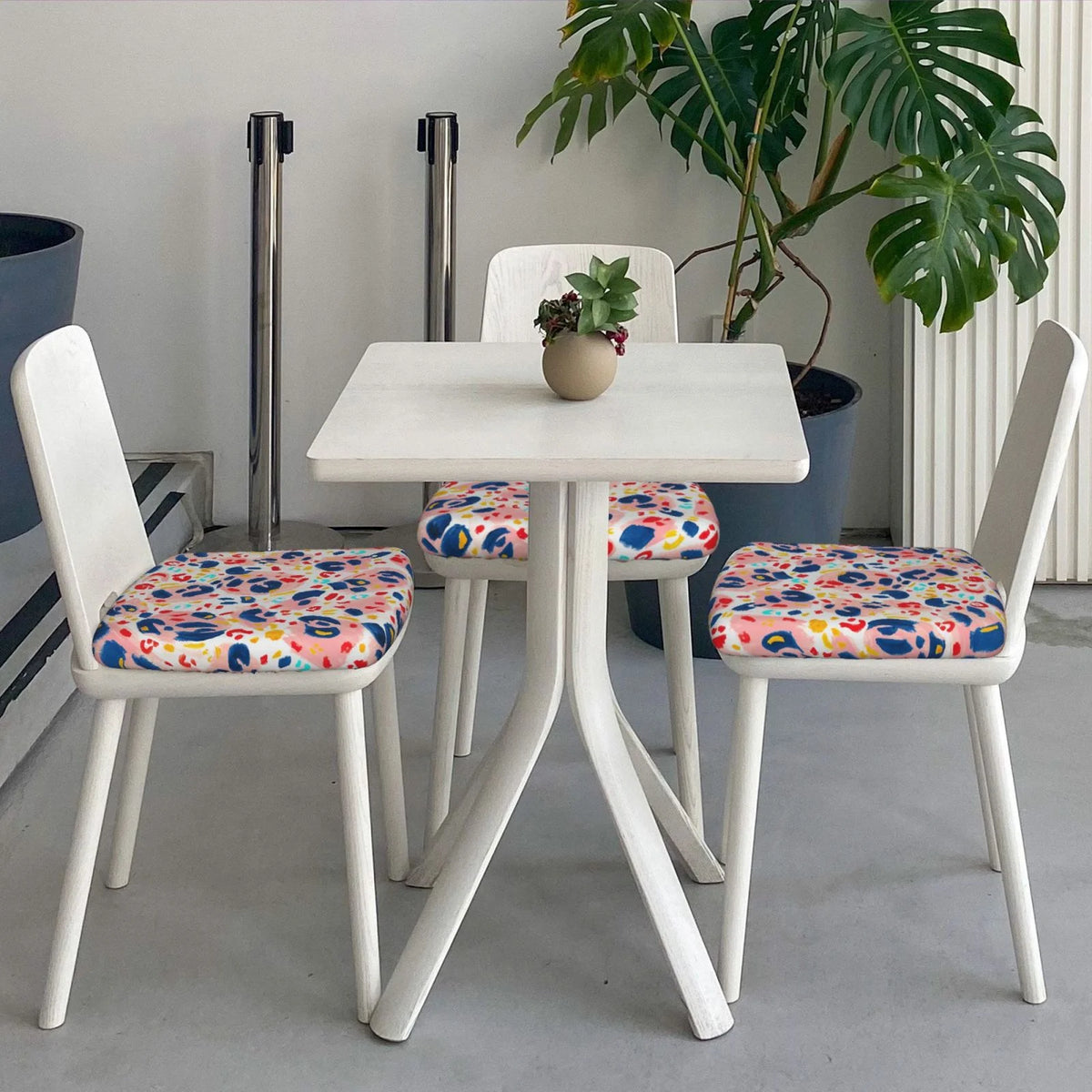 Hand Painted Leopard Print Dining Chair Seat Covers E85062