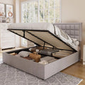 Queen Size Light Grey Upholstered Storage Bed Frame F581