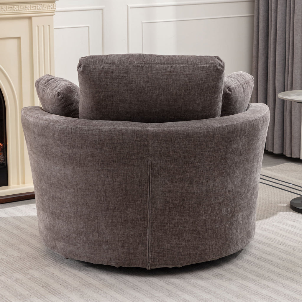 Oversized Round Swivel Accent Chair with 3 Pillows C590534