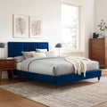 Navy Channel Tufted Performance Velvet Twin Platform Bed Q712
