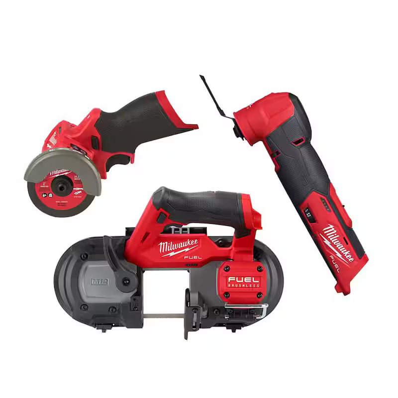 12-Volt Lithium-Ion Cordless Compact Band Saw, Oscillating Multi-Tool and 3 in. Cut Off Saw J561