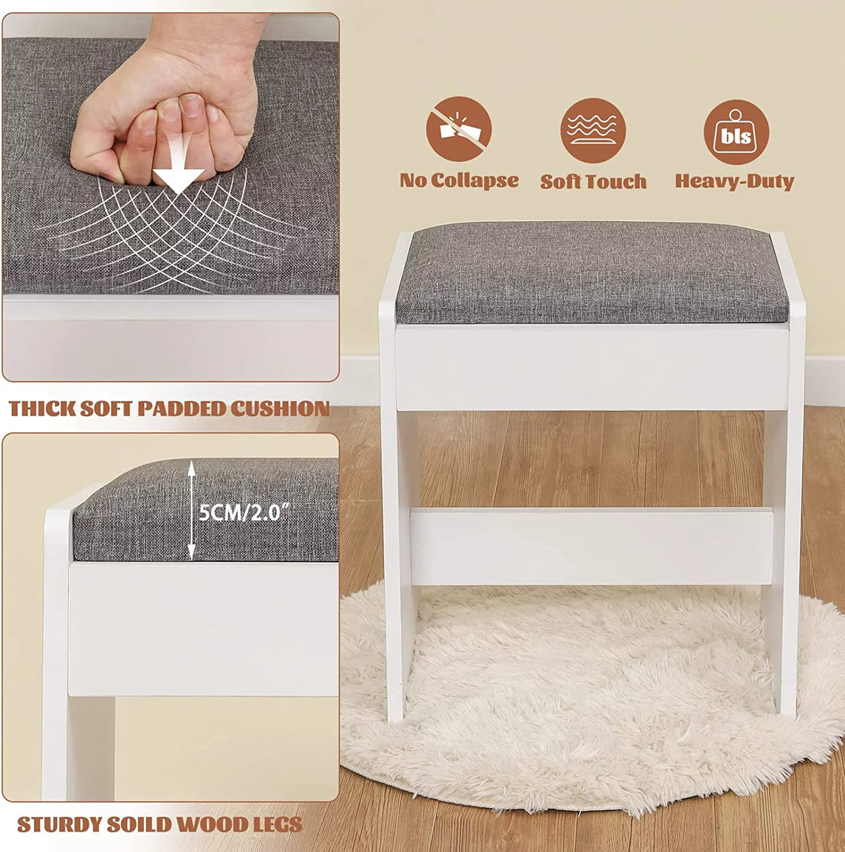 White Vanity Set with Mirror and Stool O322