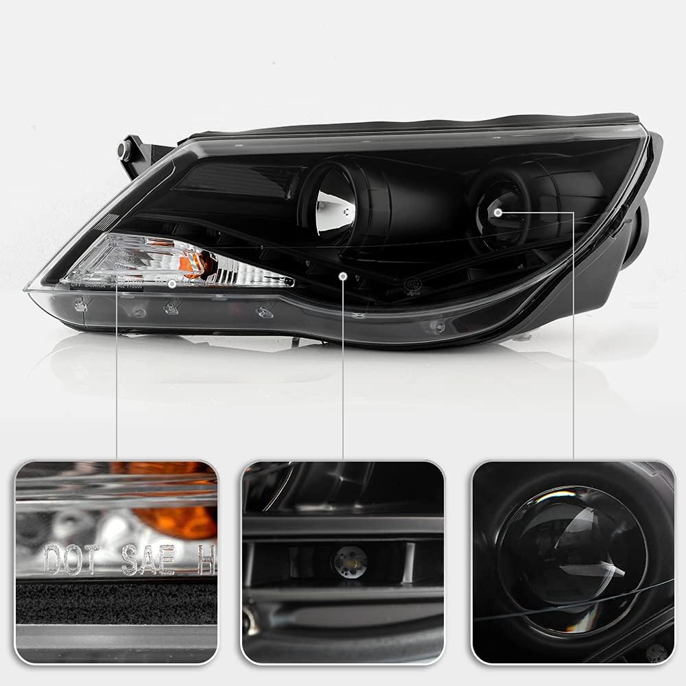 2009-2011 Volkswagen Tiguan Black Housing Projector Headlights Y868530