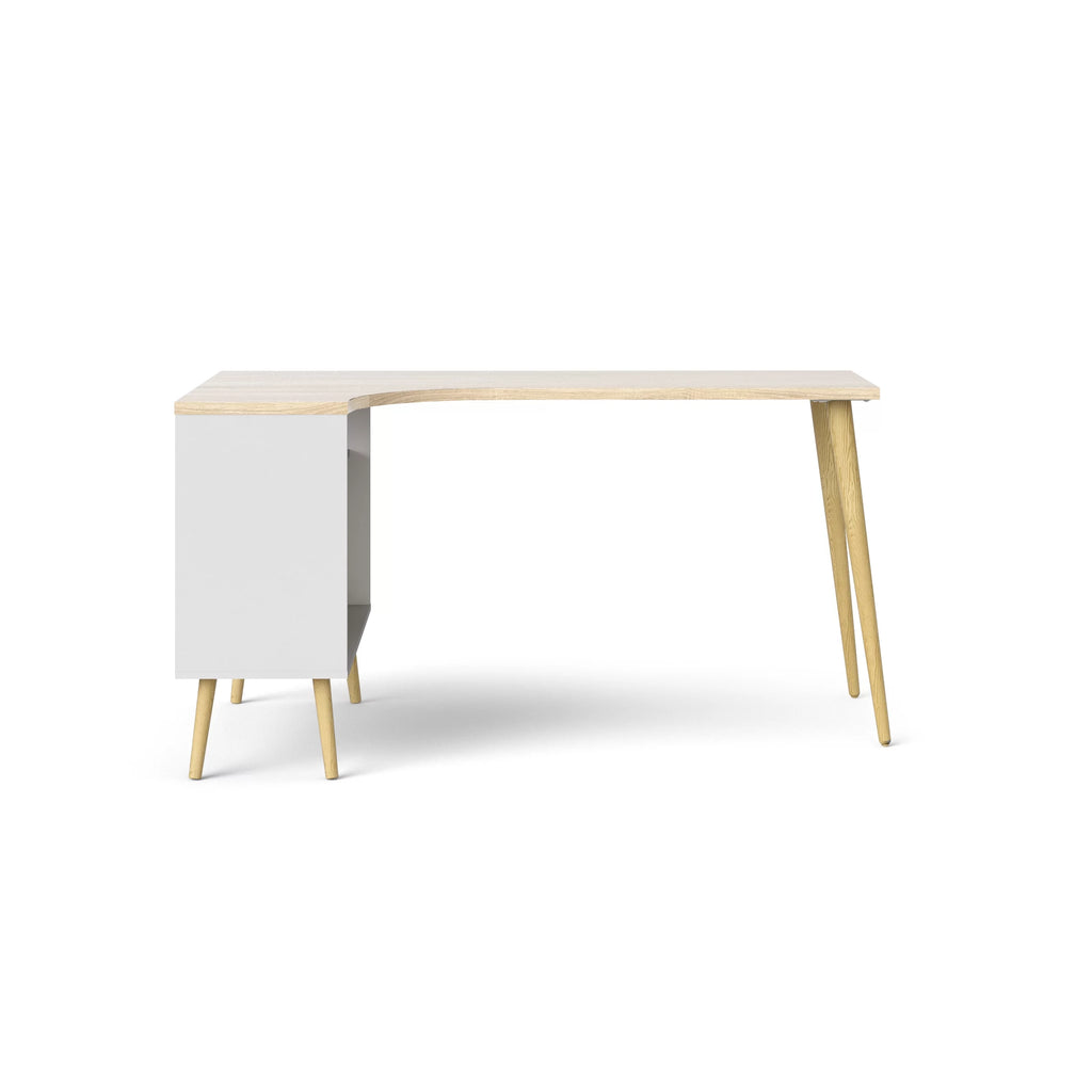 White and Oak 2 Drawer 3 Shelf Desk T42199