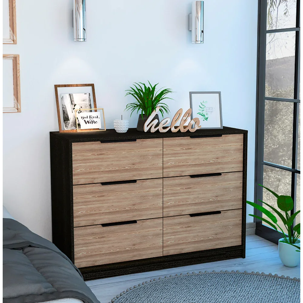 Black Wengue Pine Manufactured Wood Dresser C945627