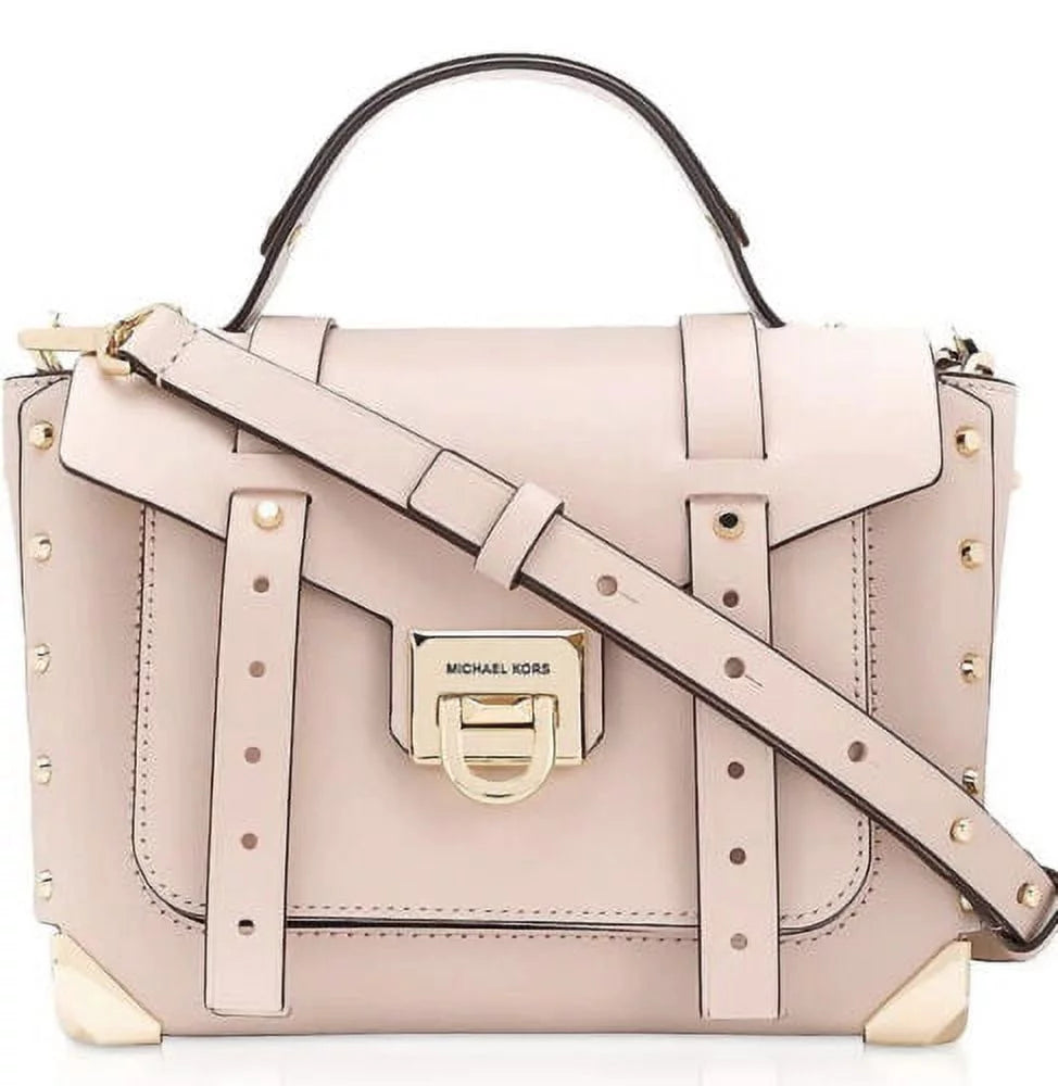 Powder Blush Leather Satchel Handbag J553
