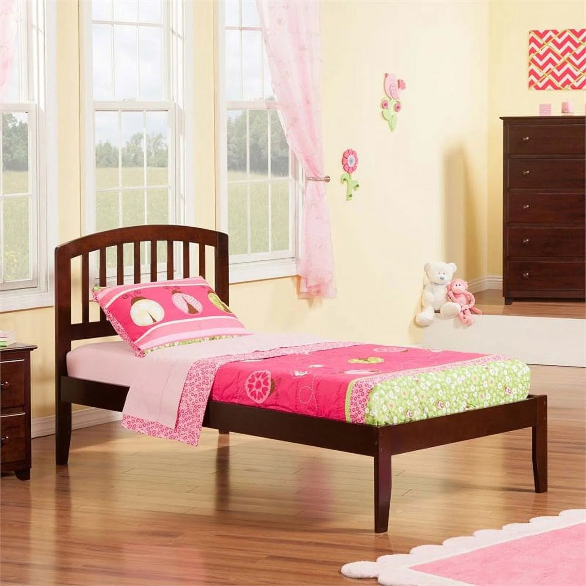 Solid Wood Twin XL Spindle Platform Bed with USB E66763