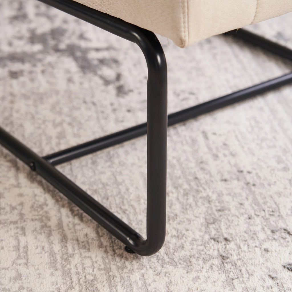 Upholstered Accent Chair with Cane Backrest and Metal Frame U378