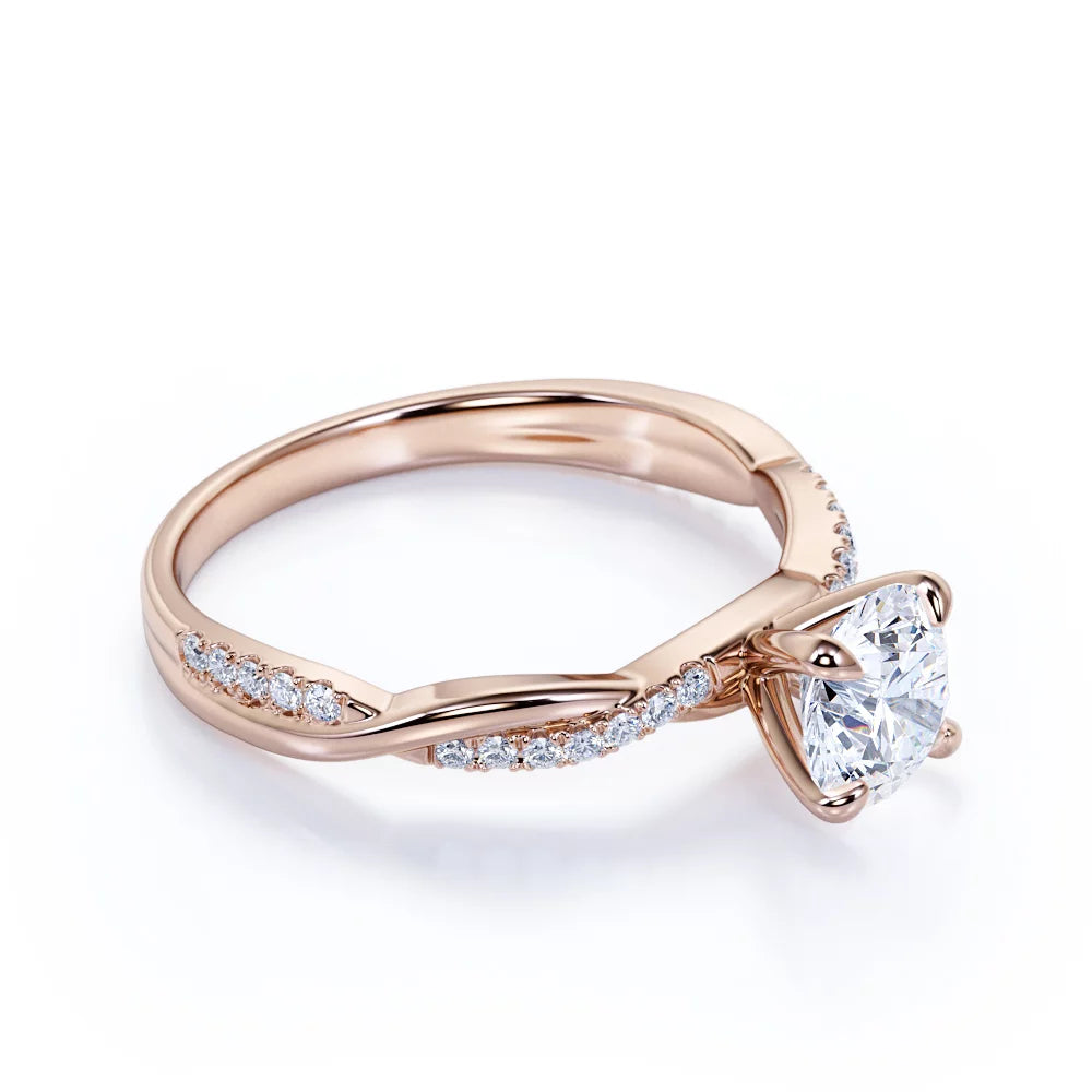 1 Carat Round Cut Moissanite Engagement Ring O348746