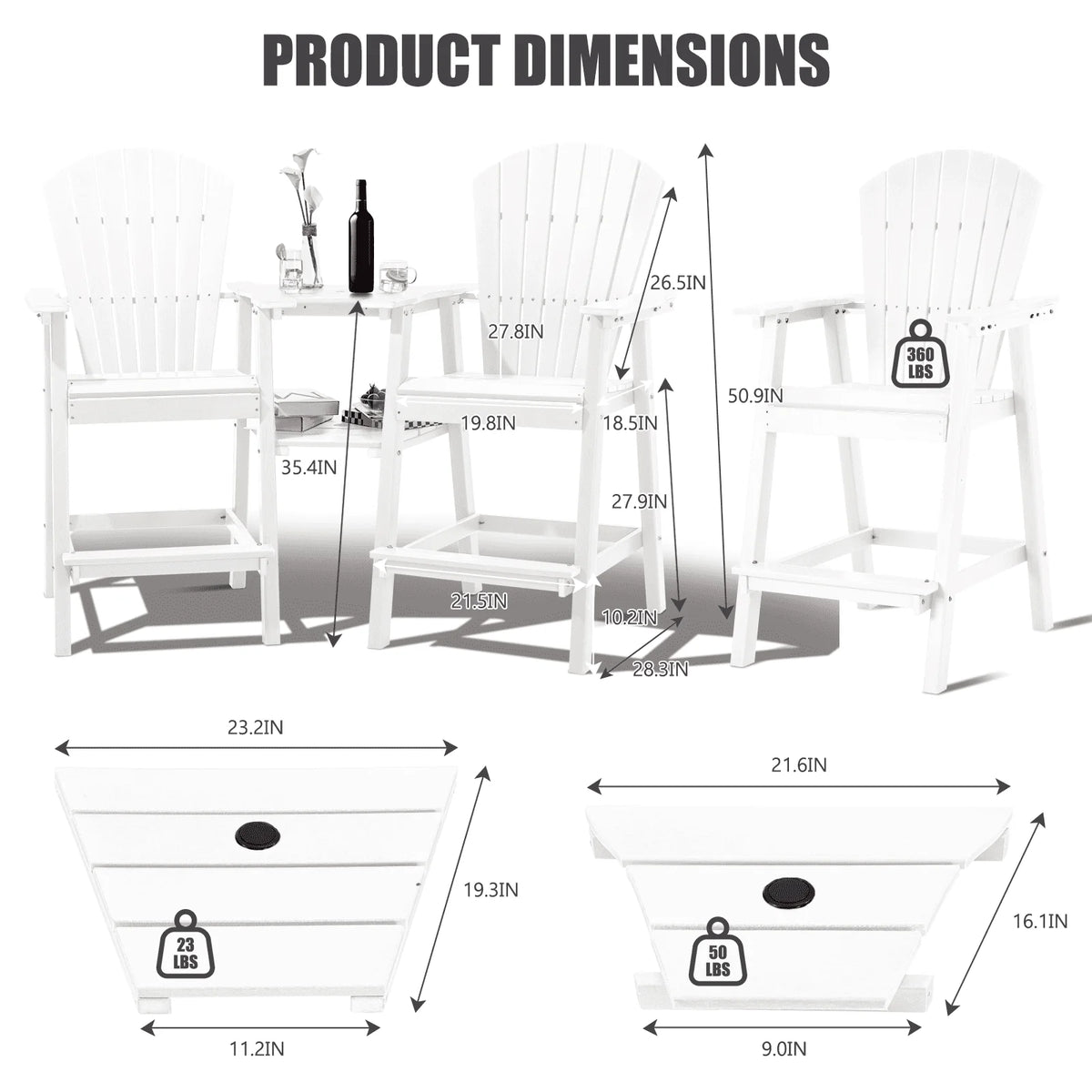 Tall Grey Adirondack Chairs Set of 2 Q4935