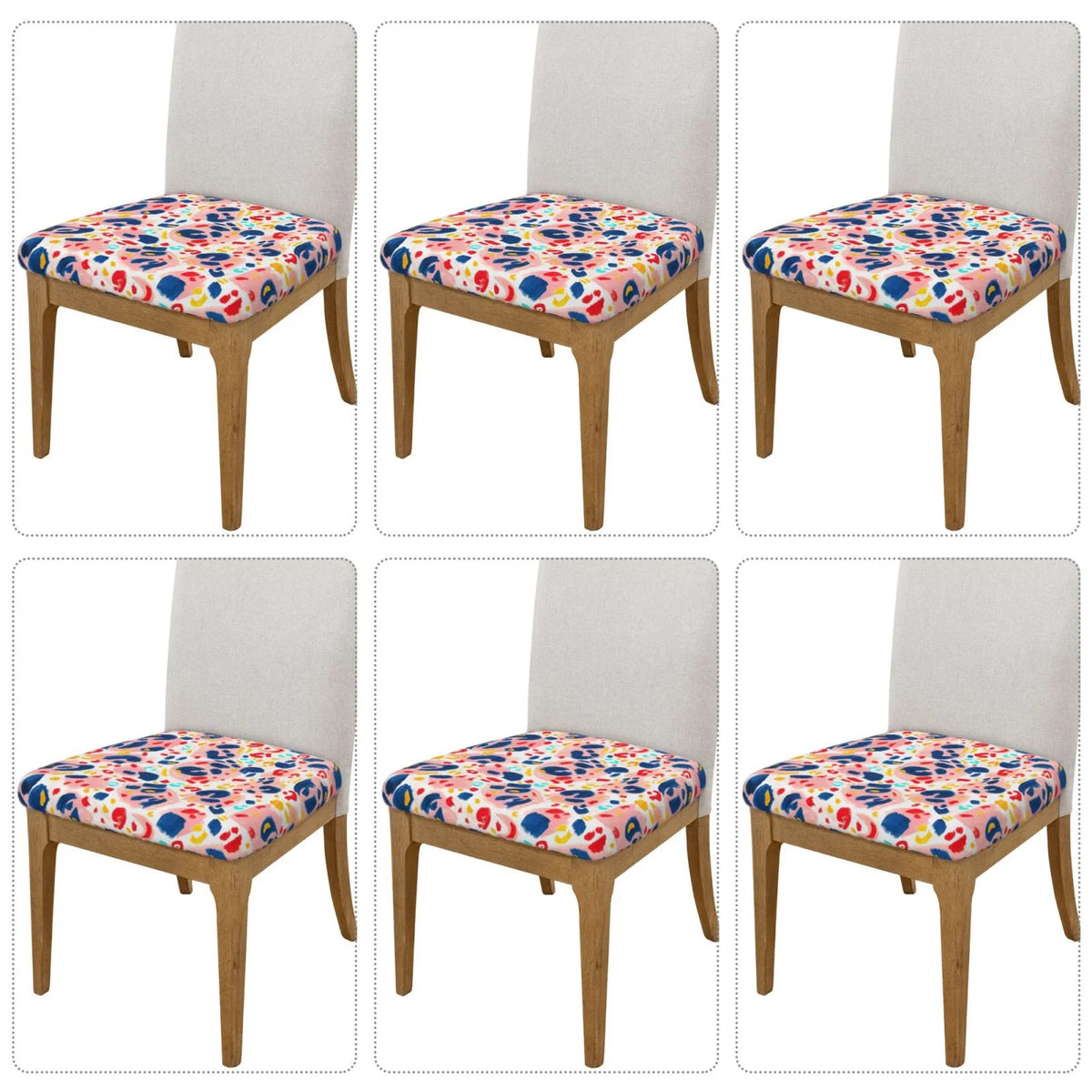 Hand Painted Leopard Print Dining Chair Seat Covers E85062