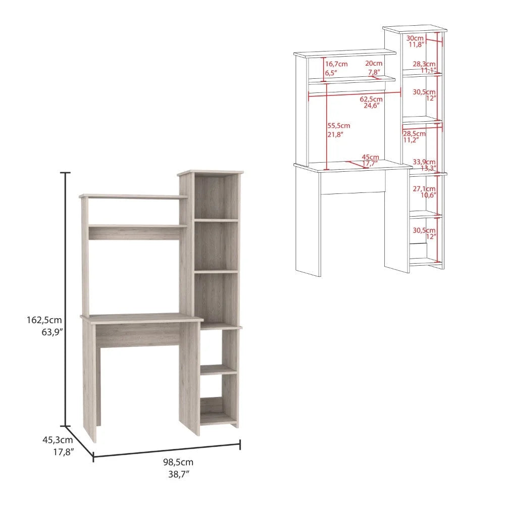 Light Gray Five Cubbies Desk N1062