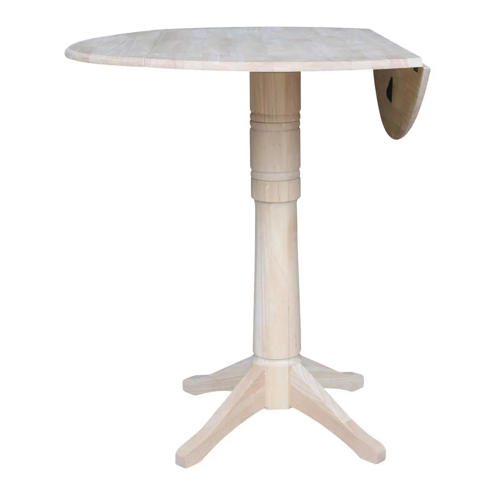 42" Round Solid Wood Dual Drop Leaf Pedestal Table I27949