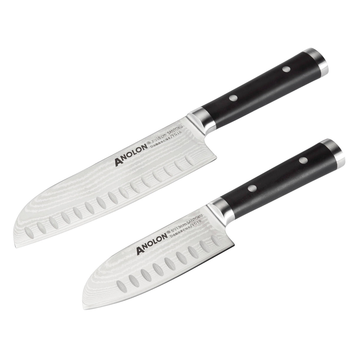 Black 2-Piece Damascus Steel Santoku Knife Set D1722