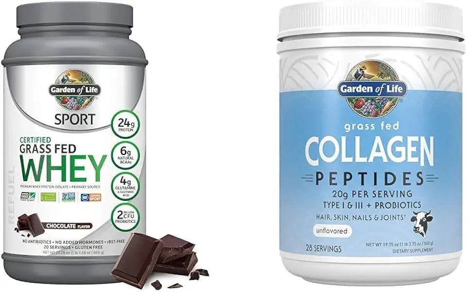 Chocolate Grass Fed Whey Protein & Collagen Peptides Powder 19.75 Ounce S26881