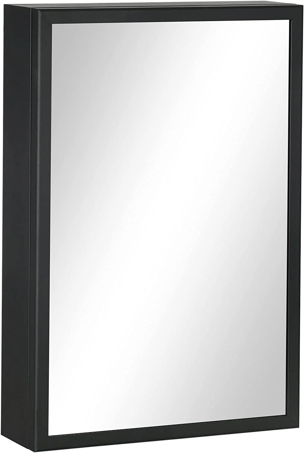 Black Stainless Steel Wall-Mounted Medicine Cabinet with Mirror Y218666