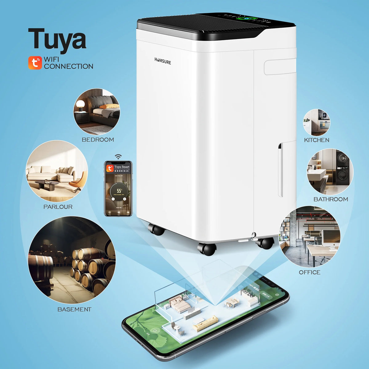 Wifi Dehumidifier 70 Pint 4500 Sq. Ft. White S99717