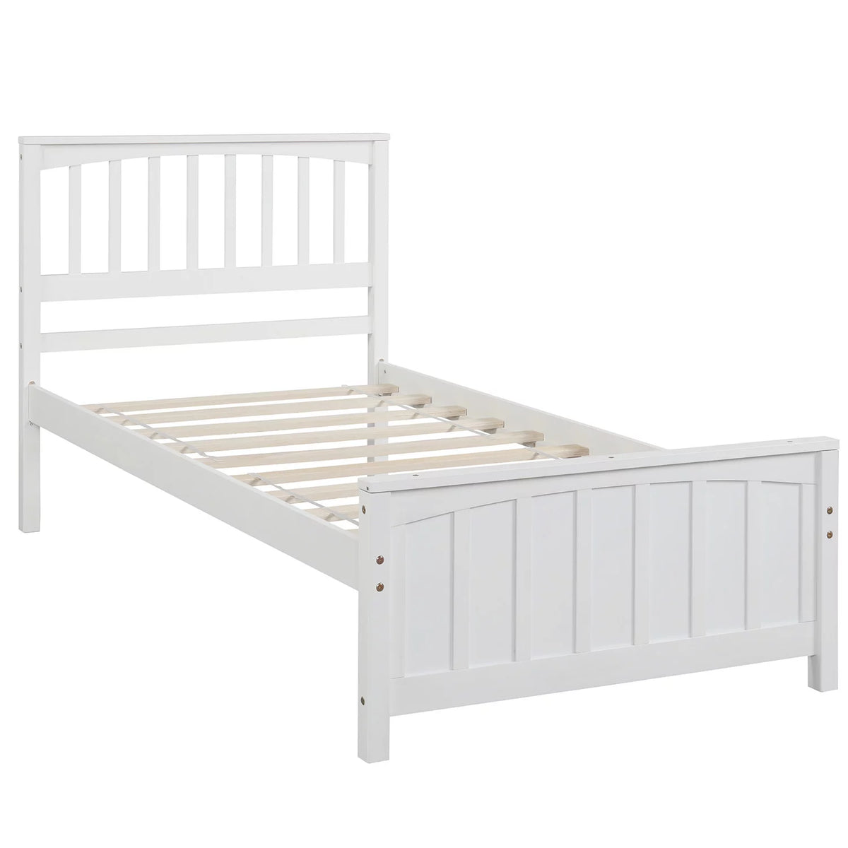 White Wood Twin Size Platform Bed V501