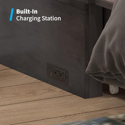 Queen Murphy Bed Cabinet with USB Charging Station and Storage Drawers C635