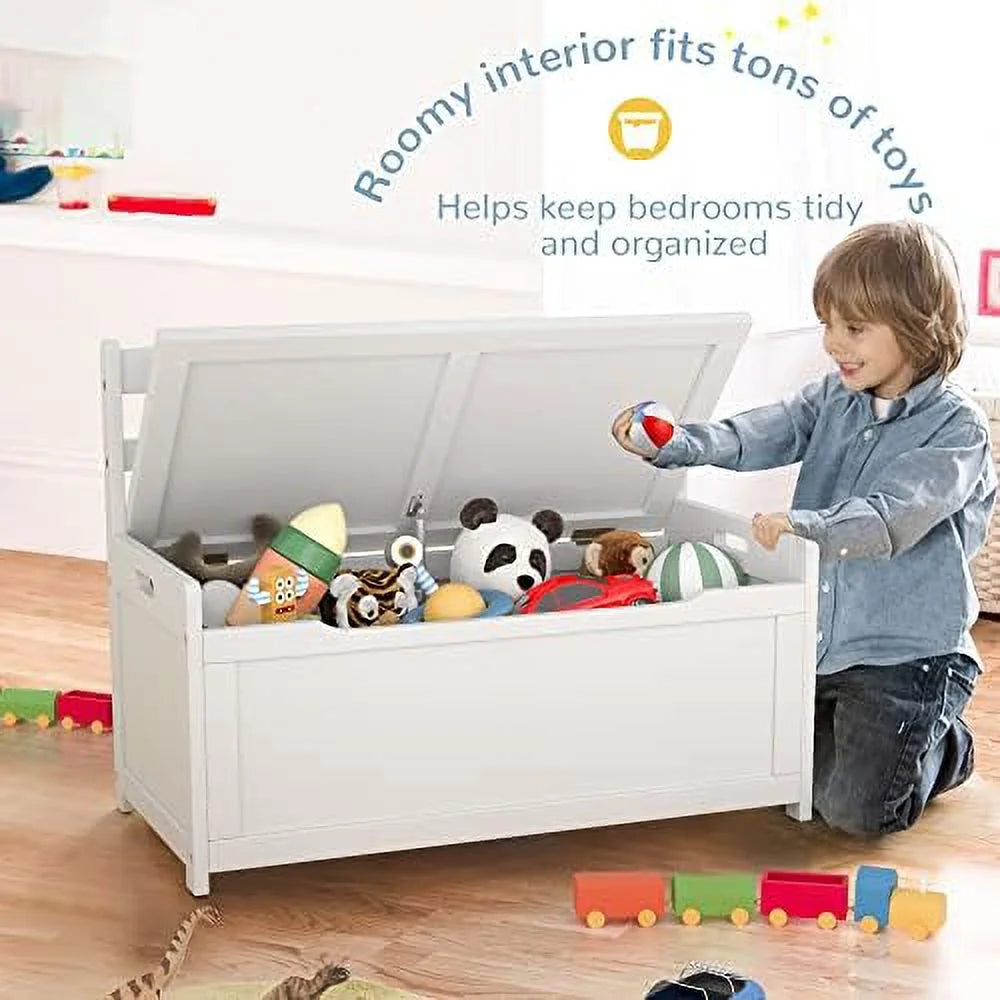 White Rubber Wood Toy Box Z81086