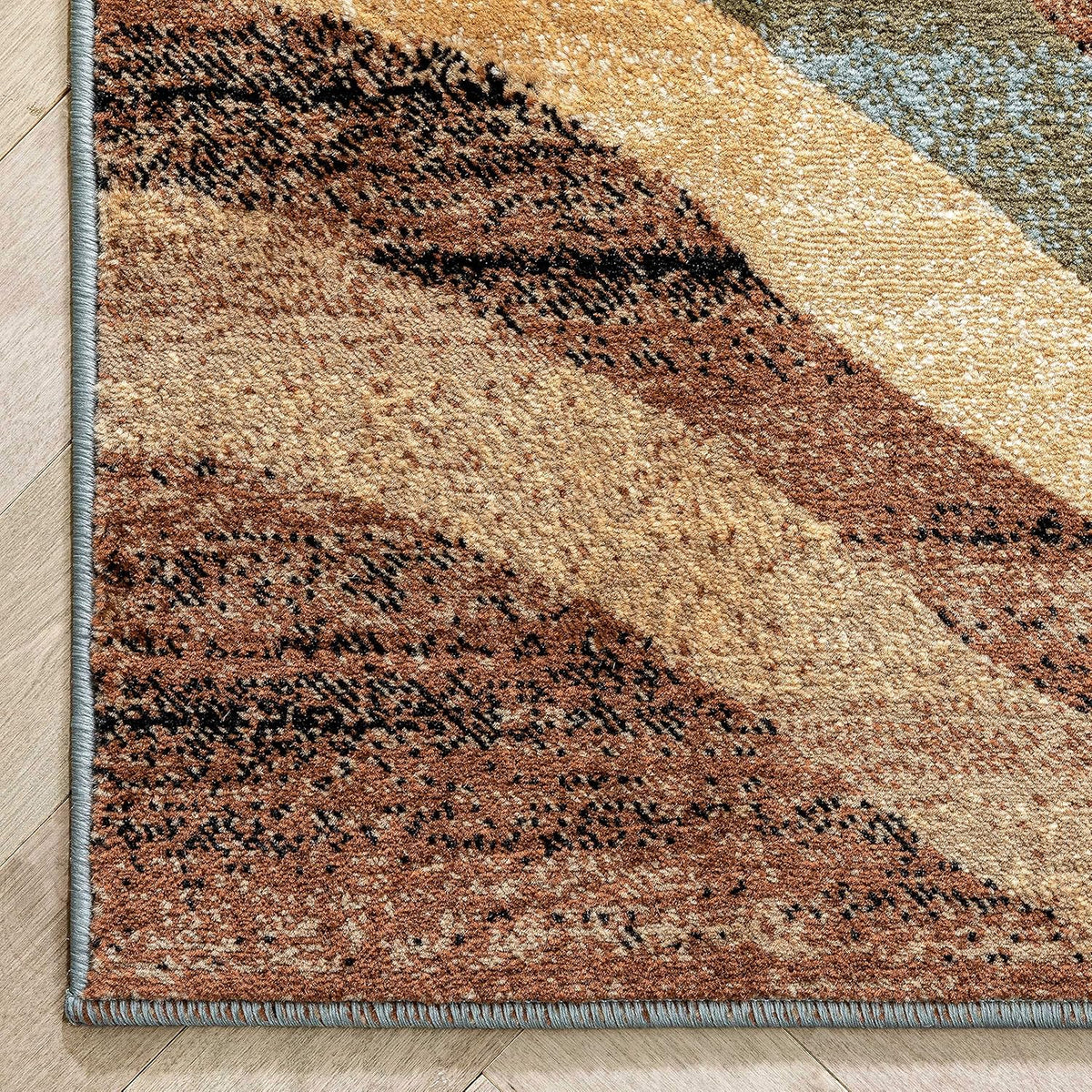 Blue Brown Geometric Area Rug 8x10 T49013
