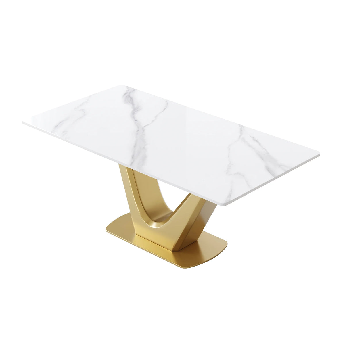 Dining Table with Golden V-Shaped Legs W466