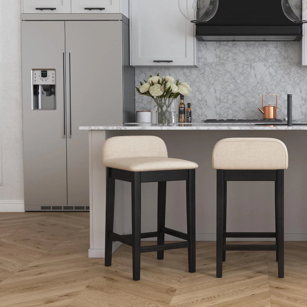Black Light Beige Wood Counter Stool H731510