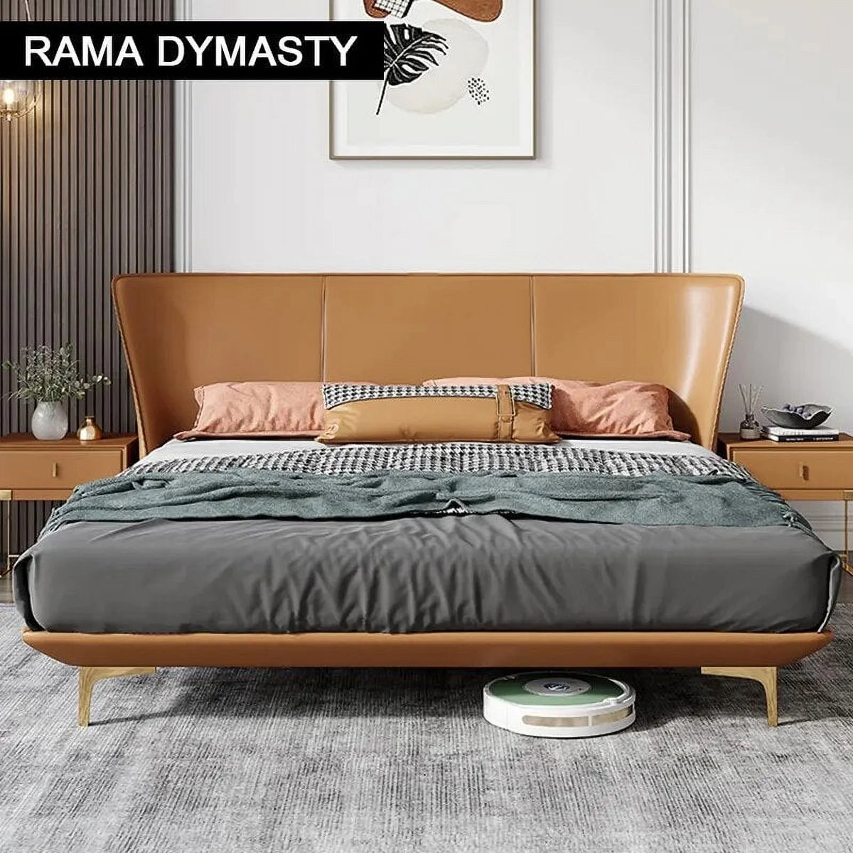 Genuine Leather King Queen Size Bed O412