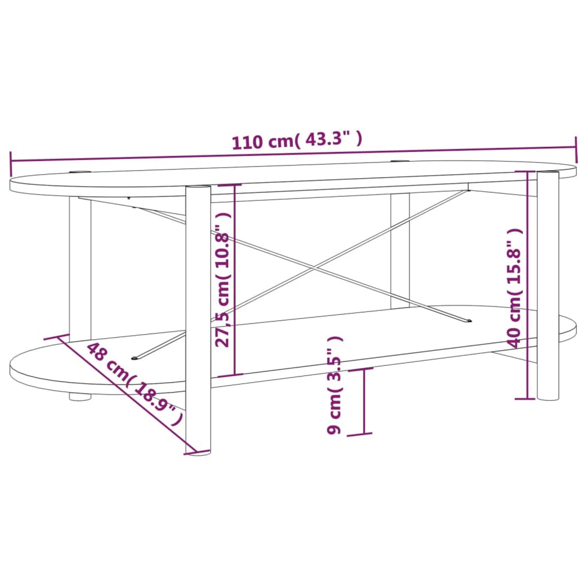 White Engineered Wood Coffee Table U2606
