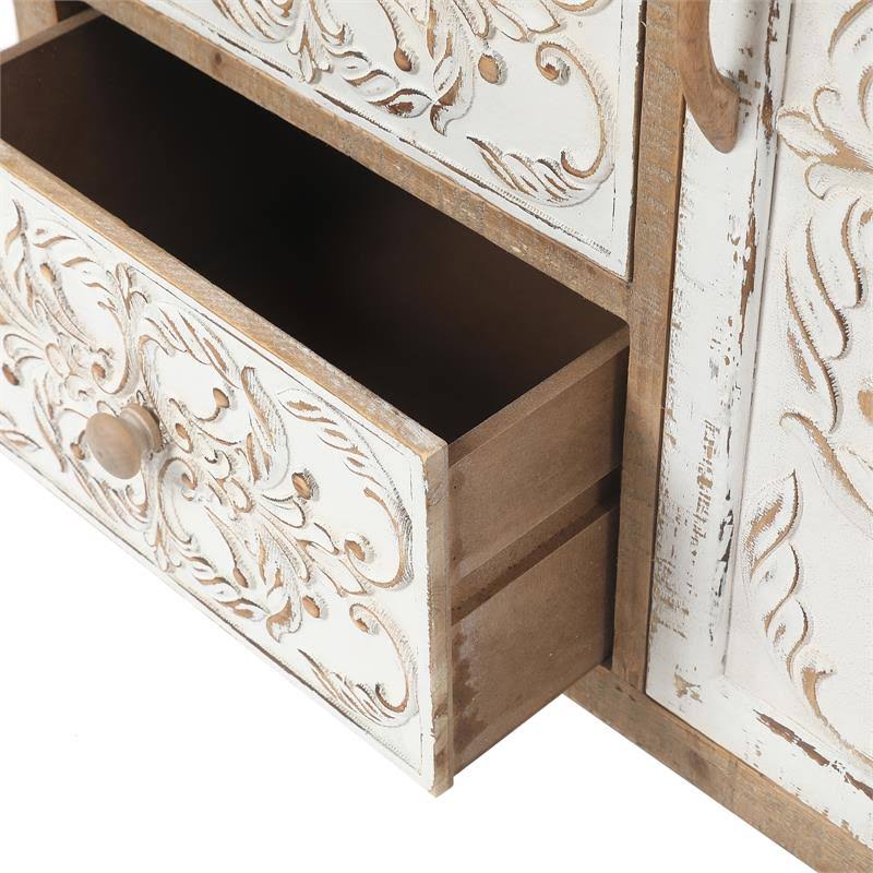 Rustic Wood Floral Accent Cabinet Q66326
