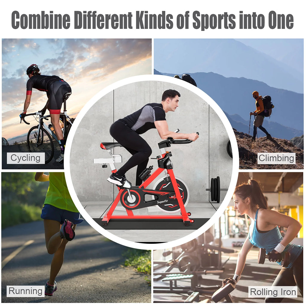 Indoor Fitness Cycling Bike with LCD Monitor Red V710117
