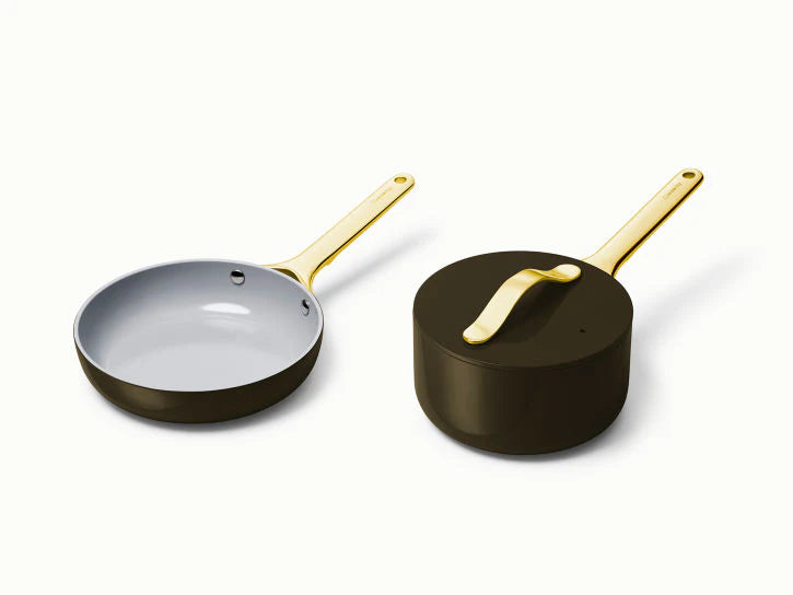 Mini Cookware Set in Black with Gold Handles S110