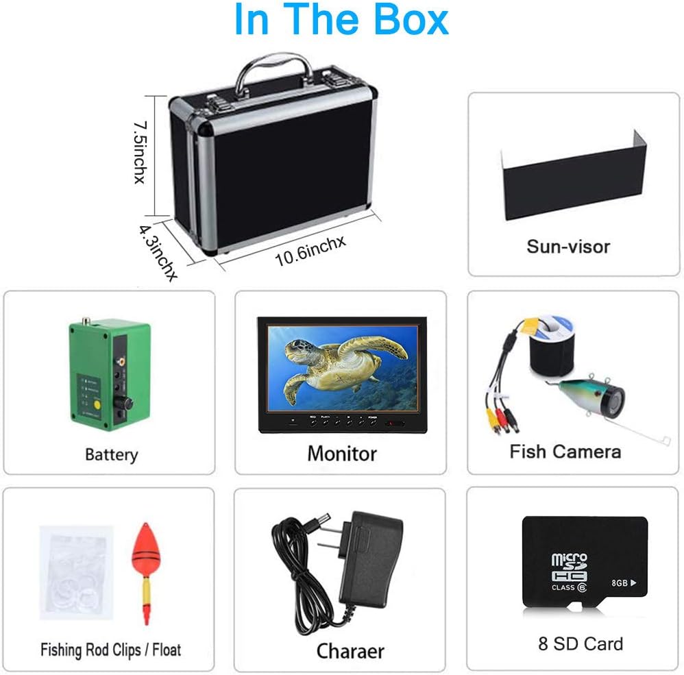 Underwater Fishing Camera with DVR 9 inch Color Monitor HD 1000TVL 30m Cable T8103