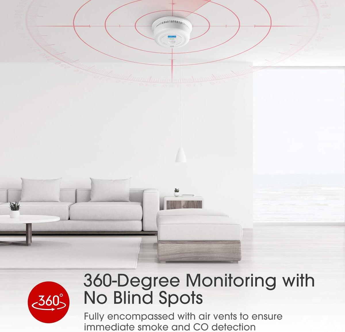 10-Year Battery Smoke and Carbon Monoxide Detector with LCD Display, Pack of 5 V80867