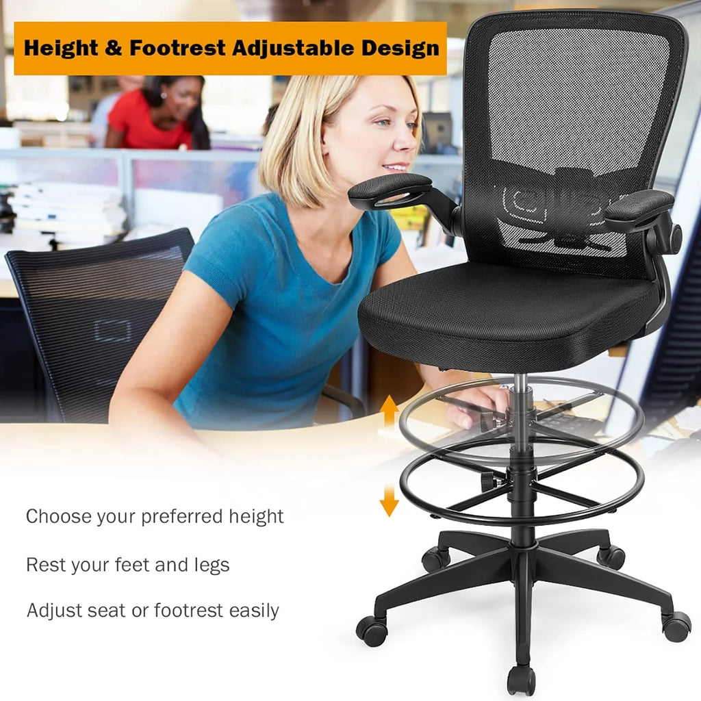 Black Ergonomic Tall Office Chair with Footrest Q595