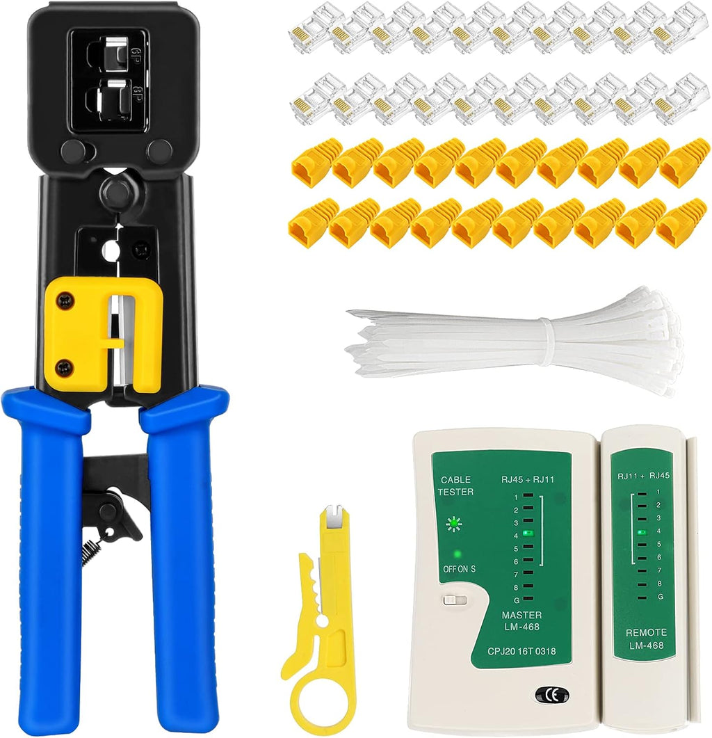 RJ45 Crimp Tool Kit with Connectors and Cutter E211531